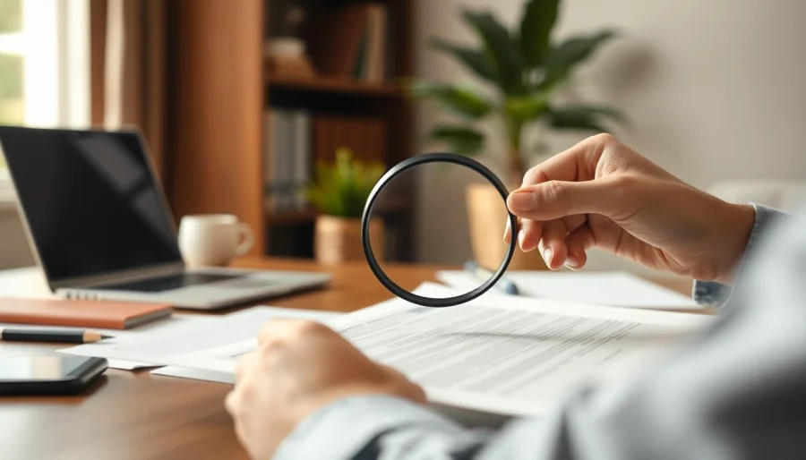 Verify if a document is real by examining its details closely with a magnifying glass.