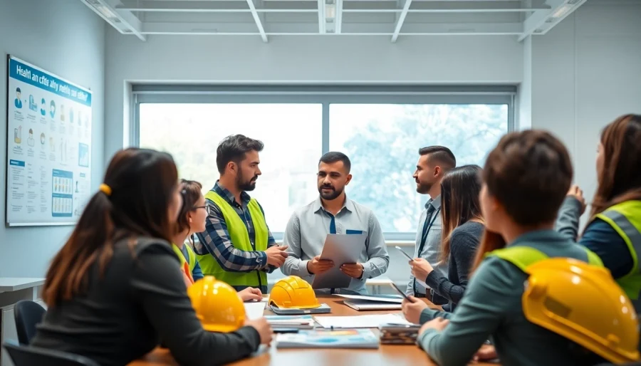 Showcasing nvq level 6 diploma in occupational health and safety examples through a training session with diverse participants.