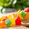 Enjoying nutritious collagen pectin gummies with vibrant colors and fruity shapes.