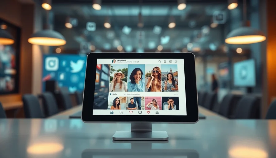 View Instagram stories anonymously using a sleek digital device in a modern environment.