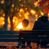 Reflecting on a relationship breakup surrounded by autumn colors and a peaceful setting.