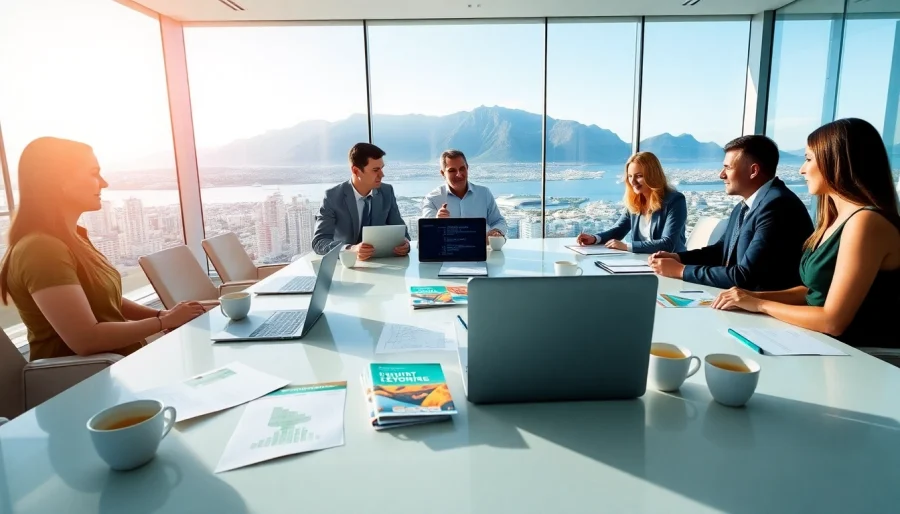 Cape Town Conference Management Company team collaborating on event planning in a modern office.