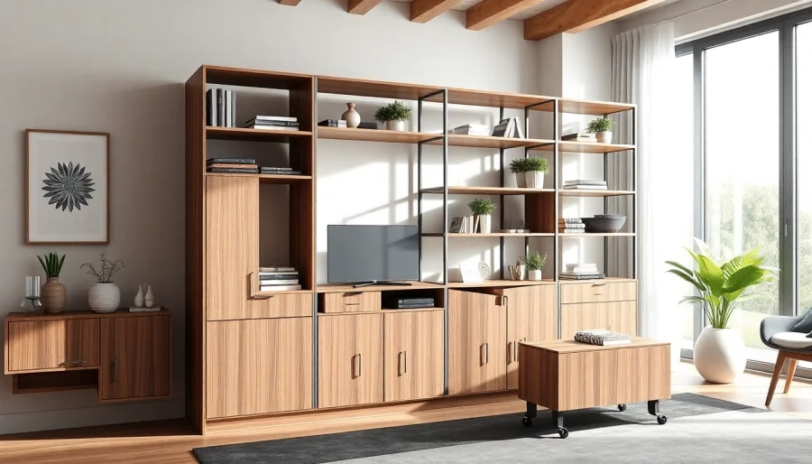 Showcase 6-in-1 Storage Solution integrated into modern home decor with sleek design.