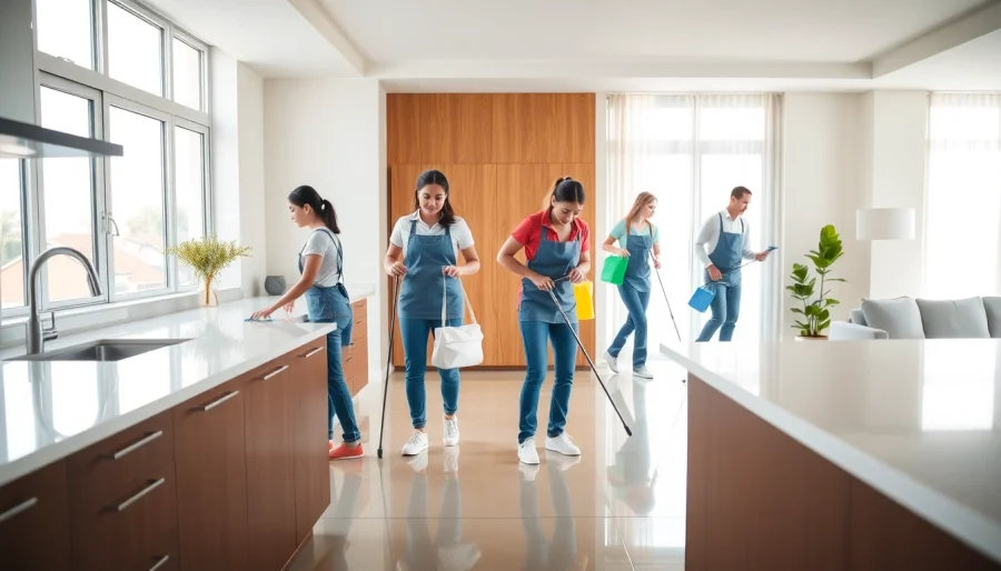 Experience move in deep cleaning services Dubai with a dedicated cleaning team revitalizing a modern apartment.