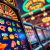 Mainkan QQAXIOO slot di mesin permainan penuh warna dan suasana kasino yang menarik.