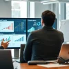 An engaged team utilizing ai for competitor analysis in a modern office environment.
