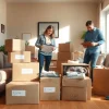 House Clearances Sheffield: Professional team sorting belongings in a well-lit home.