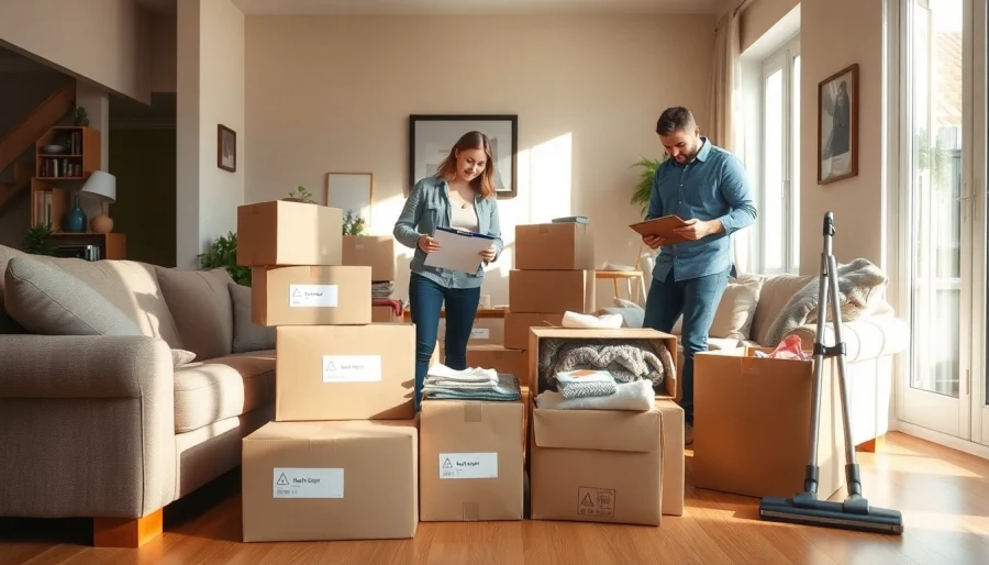 House Clearances Sheffield: Professional team sorting belongings in a well-lit home.