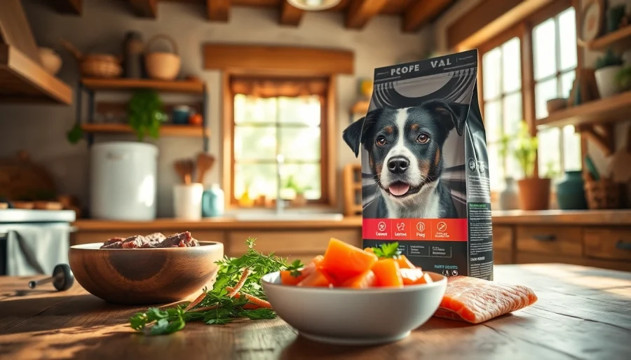 Explore badlands ranch dog food canada with a vibrant kitchen scene showcasing fresh, high-quality ingredients.