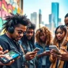 Showcasing music promotion services through vibrant city artist collaboration.