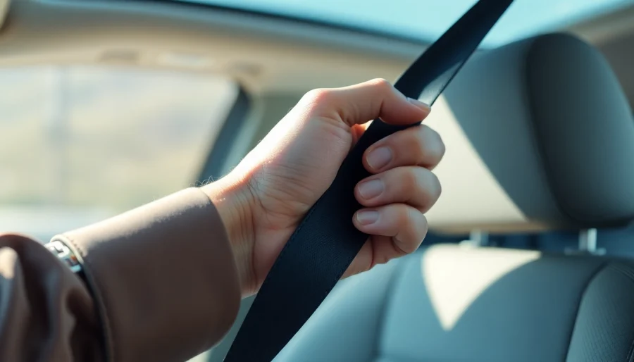 Fasten des Sicherheitsgurts sorgt für Sicherheit im Auto.