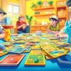 Trading Pokemon tcg india cards in a vibrant indoor setting with collectors engaged.