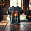 Showcase of a Radiohead shirt featuring iconic "OK Computer" album art, emphasizing style and quality.