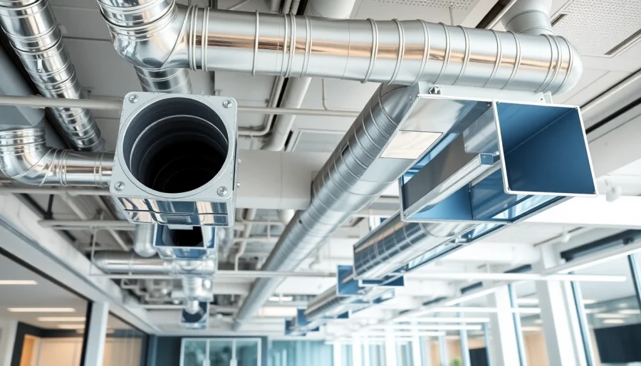 Duct Design florida showcasing an advanced ductwork system in a modern office.