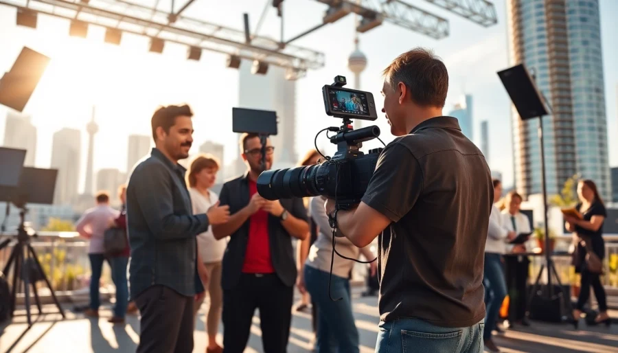 Engaging scene of Creative Video Shoots Toronto with a videographer capturing team collaboration.