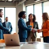 Engaging professional discussion about Franchise Listings in a modern office environment.