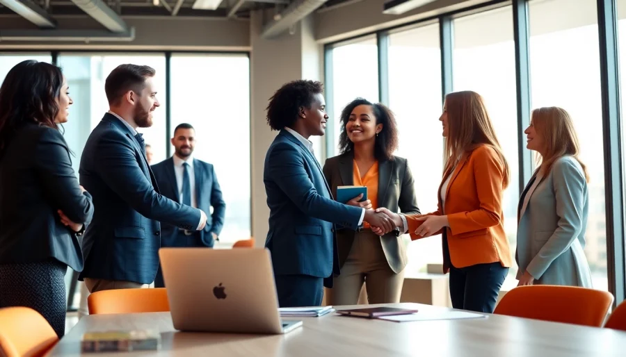 Engaging professional discussion about Franchise Listings in a modern office environment.