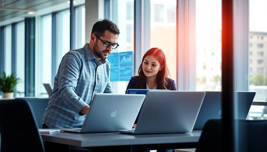 SEO Company Dublin specialists working collaboratively in a modern office environment.