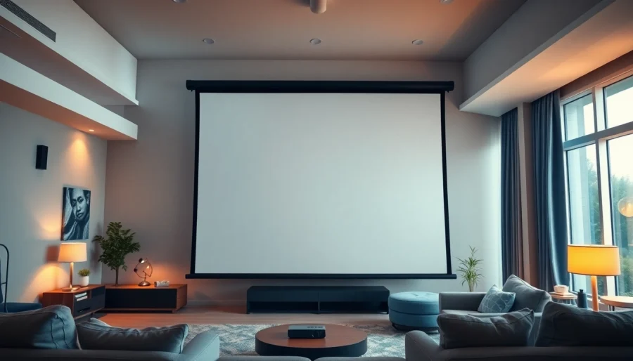 Enhancing viewing experiences with a Professional Projection Screen in a modern home theater environment.
