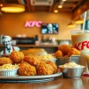 Explore KFC menu prices displaying crispy chicken meals with sides in a vibrant setting.
