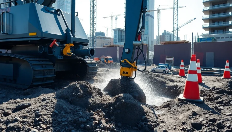 Performing hydro eexcavation nc with advanced equipment in an urban construction site setting.