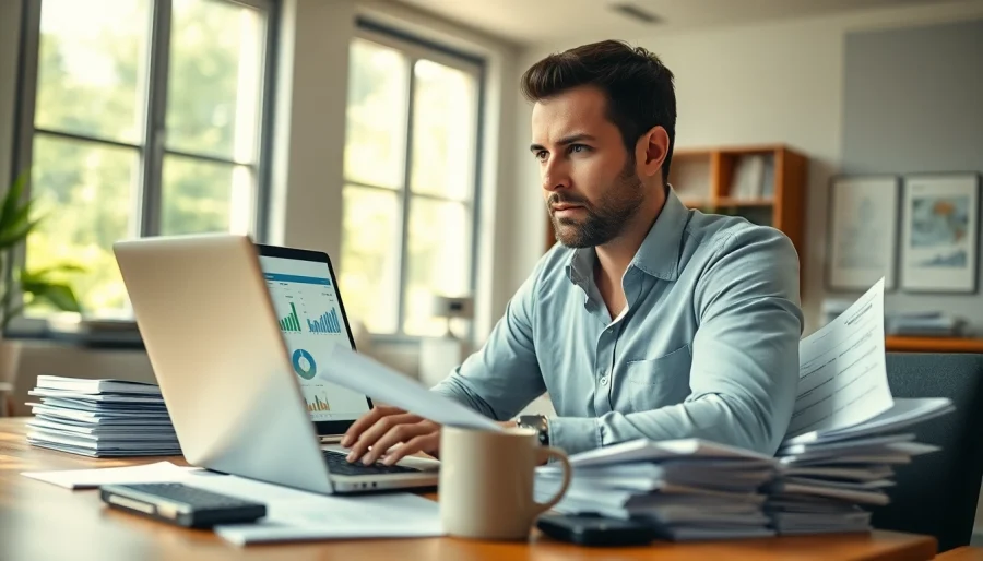 Engaging financial expert delivering expert tax services in a professional office environment.
