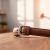Showcase of a luxury watch strap highlighting exquisite leather craftsmanship.