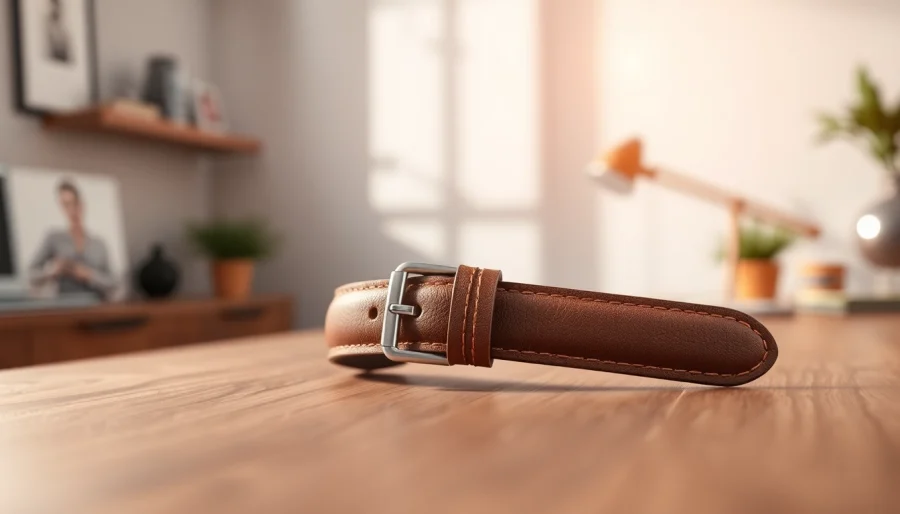 Showcase of a luxury watch strap highlighting exquisite leather craftsmanship.
