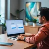 Proses IDR89 Login di laptop pada meja kerja yang rapi dan modern.