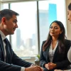 Consultation with a Chicago personal injury lawyer in a modern office setting, showcasing professionalism.