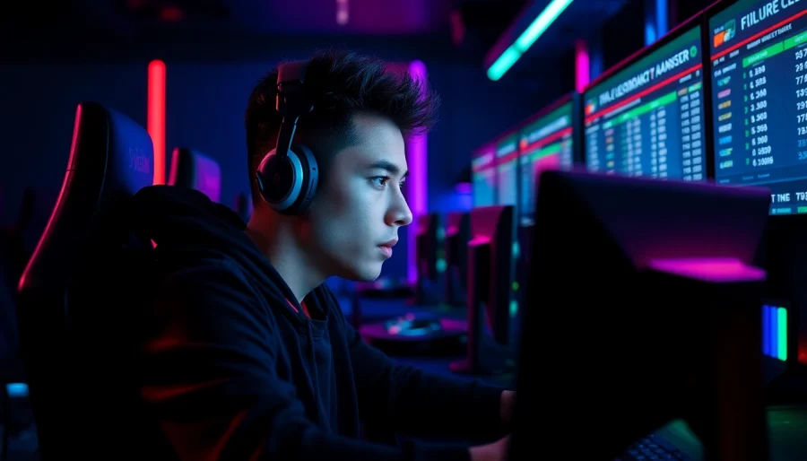 Gamer evaluating the legitimacy of online platforms like Is We1Win Legit? in a vibrant gaming setup.