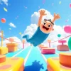 Celebrate Stumble Guys hack adventure with characters navigating a colorful obstacle course.