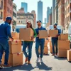 Experience reliable moving services through https://bennettsmoving.com/ showcasing professional teamwork in a vibrant urban setting.