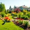 Skilled landscaping contractor Coquitlam enhancing a vibrant garden with flowers and greenery.