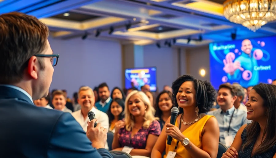 Capture vibrant Miami Corporate Event Videography Photography showcasing speaker and engaged audience.
