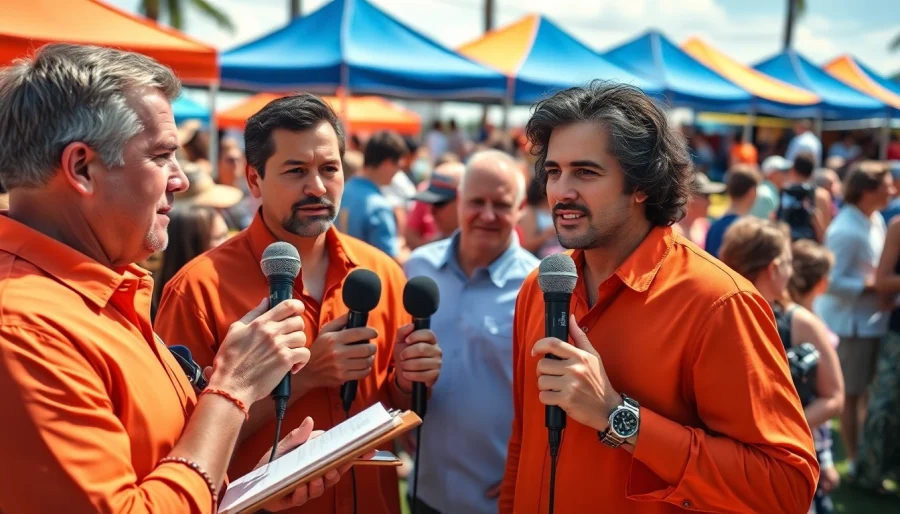 Engaging journalists covering news in Cape Coral during a community event.