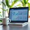 Analyze text with an AI detector showcasing insights and metrics on a modern laptop