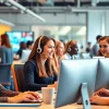 Agents at Callzent providing exceptional service in a modern call center.