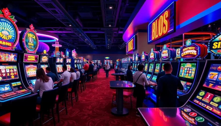 Engaging pgslot gameplay experience with colorful slot machines in a vibrant digital casino setting.