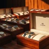 Stylish watch boxes featuring luxurious designs and rich textures, perfect for timepiece storage.