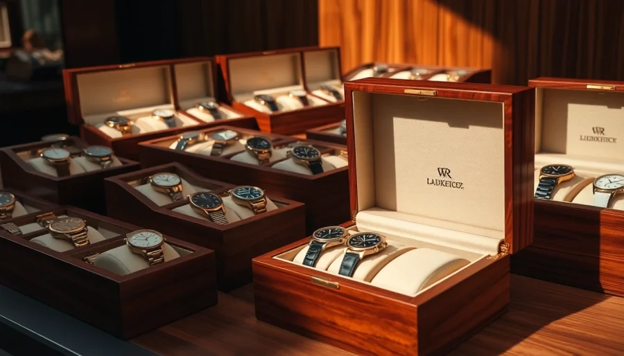 Stylish watch boxes featuring luxurious designs and rich textures, perfect for timepiece storage.