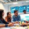 Analyze ai prompts for competitor analysis with a diverse team in a modern workspace.
