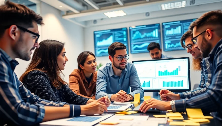 Analyze ai prompts for competitor analysis with a diverse team in a modern workspace.