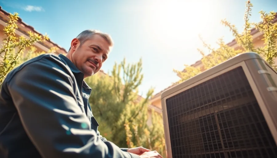 Technician working on a scottsdale ac unit showcasing quality HVAC services.
