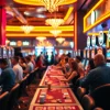 Menampilkan suasana meriah di Brovegas Casino dengan pemain menikmati waktu bermain.
