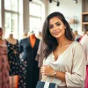 Shop women's clothing online featuring various styles in a vibrant boutique environment.