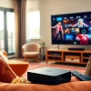 Experience the Superbox entertainment system set up in a cozy living room.