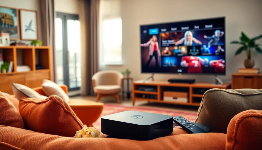 Experience the Superbox entertainment system set up in a cozy living room.