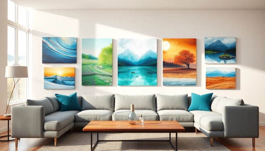 Showcase canvas prints on a contemporary wall, enhancing home decor and artistic flair.