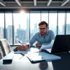FP&A Consultant analyzing financial data in a bright, modern office